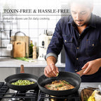 Vinchef 8" Non Stick Frying Pans, Skillet with Lid Used for All Stoves, Induction Non Toxic Cookware, Cooking Pans Nonstick Capable of Kitchen