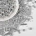 Silver Pearl Rods Sprinkles, Edible Sugar Candy Mix Size, 150g/5.29oz, Baking Cake Decoration, Food Grade, Cake Toppers, Easter, Celebration, Wedding Party Supplies