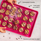 Great Jones Big Chill Wire Cooling Rack (Raspberry) – 16.9" × 11.4" Heavy-Weight Aluminized Steel,Nonstick Baking Rack – Oven Safe 450 °F, Bacon & Cookie Cooling Rack – Fits Half Sheet Pans