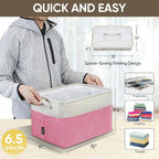 BALEINE 1 Pack Fabric Storage Bins for Shelves, Linen Storage Baskets for Organizing, Decorative Closet Bins for Clothes, Home (Pink, 15''x11''x9.5'')