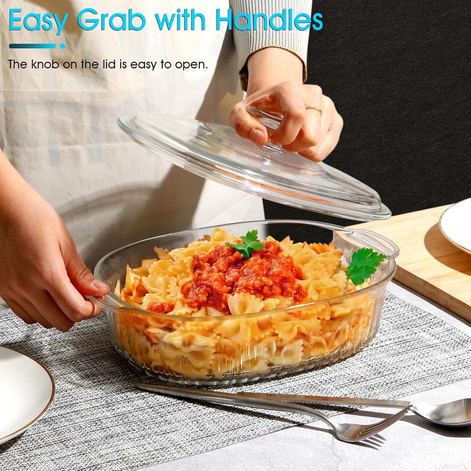 NUTRIUPS 1.9QT Oval Glass Casserole Dish with Glass Lid, Borosilicate Glass,Oval Casserole Dish for Oven, Baking Dish with Lid