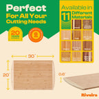 Riveira Two Tone Bamboo Wood Cutting Board – Gourmet Bamboo Grandeur: 20 x 30 Wooden Cutting Board – Wooden Cutting Boards For Kitchen Decorative – Innovative Juice Grooves Wooden Chopping Board