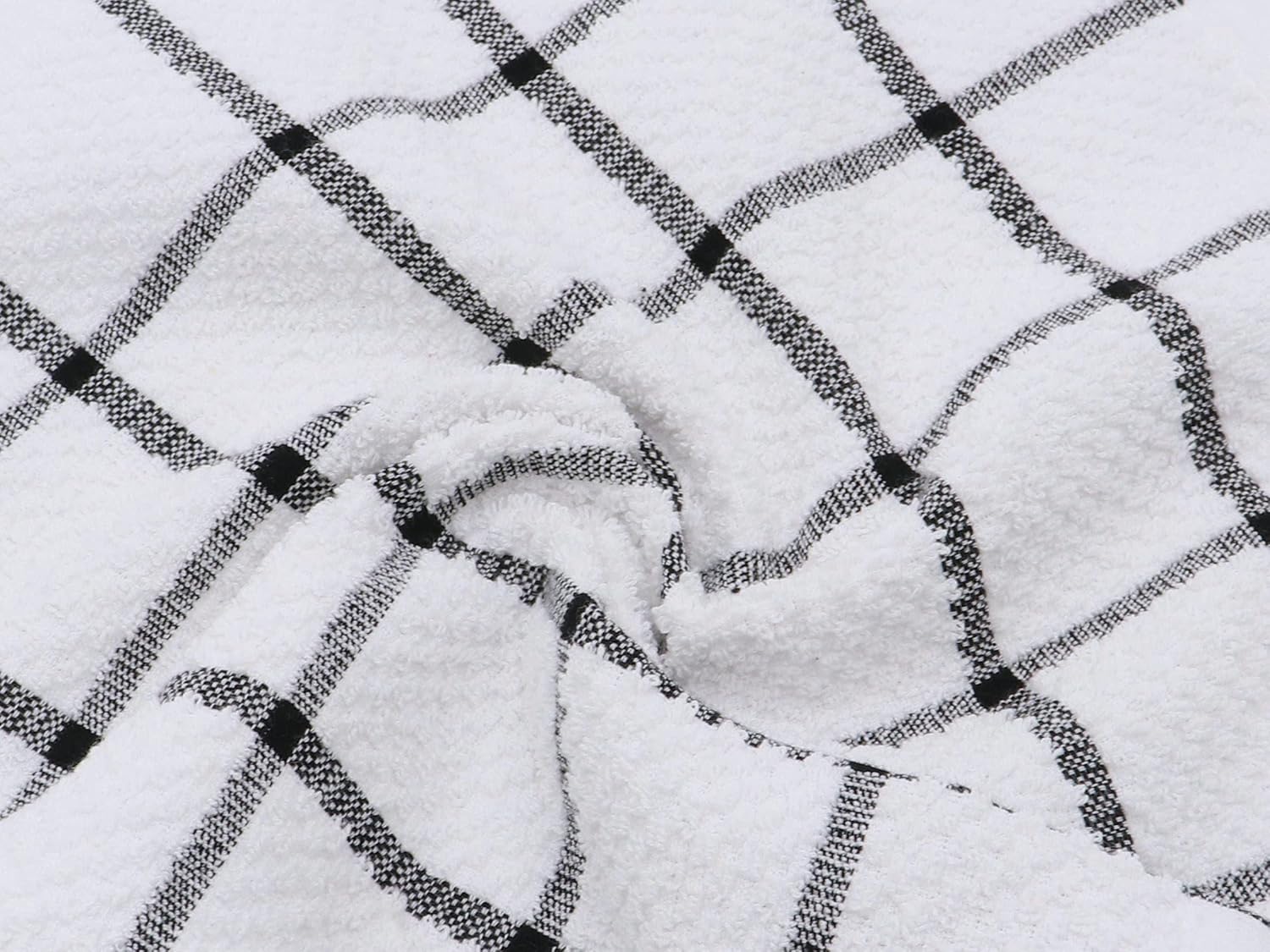 Cotton Dish Towels for Kitchen, Terry Dish Cloths for Washing Dishes, 12 x 12 Inches, Light and Soft, Quick Drying Dish Rags for Cleaning, 8pc/Set (Black)