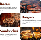 Bellemain Bacon Press Rectangle | Heavy-Duty Cast Iron Grill Press for Perfectly Seared Bacon, Steak & Sandwiches | Equalized Weight Distribution