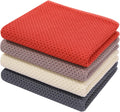 Homaxy 100% Cotton Waffle Weave Kitchen Dish Towels, Ultra Soft Absorbent Quick Drying Cleaning Towel, 13 x 28 Inches, 4-Pack, Multicolor