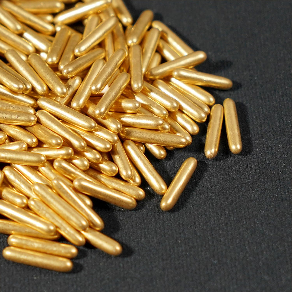 Gold Sprinkles, Metallic Rods Candy, Gold Rods Sugar For Baking, Donuts, Cakes, Cupcakes, Cookies, Wedding Party, Holiday, 150g/5.29oz