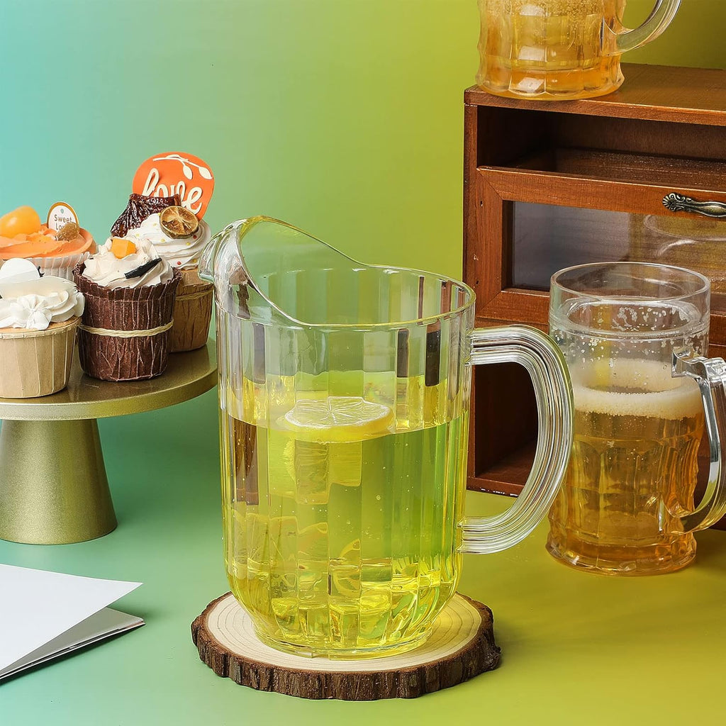 Tessco for you 6 Pcs Plastic Pitchers 60 Ounce Clear Restaurant Jug Large Water Pitcher Carafe Serve Milk Tea Juice Drink for Parties Container Dispenser Beer Jar