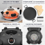 Baker’s Friend Electric Pizza Oven Indoor Countertop, 12 Inch Pizza Maker Machine for Home, Pizza Cooker & Pizza Grill, Premium Glazed Ceramic Stone Pizza Oven, Graphite Gray