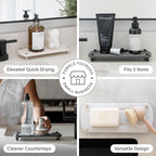 Dorai Home Sink Caddy – Water-Absorbing Stone Tray for Sink, Stainless Steel Feet, Fast-Drying, Sandstone