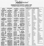 Talented Kitchen 154 Pantry Labels for Food Containers - Assorted Sizes & Black Bold Text on Clear Waterproof Vinyl - Preprinted Vintage Kitchen Labels & Farmhouse Style Pantry Organization