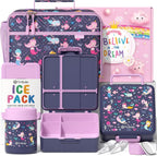 Fimibuke Kids Bento Snack Lunch Box with 4 Compartment, Insulated lunch Bag, Stainless Steel Vacuum Thermos Food Jar, Ice Pack, Utensils Set, Birthday Gift for Age 3-12 Back to School Toddler Girl Boy