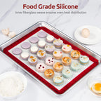 446ºF Heat Resistant Macaron Mat: U-Taste 14.17x9.44in Non Stick Silicone Baking Mat, Reusable Cookies Pastry Sheet Liner with Edge Enhancement & Circle Measurement for Cake Pan (Red)
