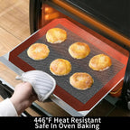 Small Silicone Baking Mats, Set of 4, 11-4/5x8-1/4 Inch Quarter Sheet Size, Non Stick, BPA Free, 1/4 Baking Sheet Pan Liner for Cookies, Macaron, Bread, Pastry, Toaster (Perforated)