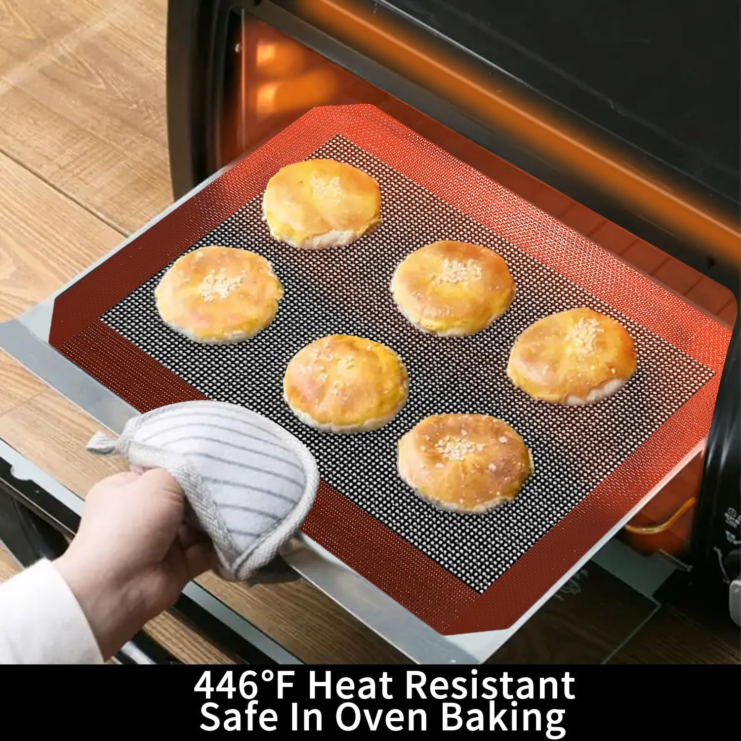 Small Silicone Baking Mats, Set of 4, 11-4/5x8-1/4 Inch Quarter Sheet Size, Non Stick, BPA Free, 1/4 Baking Sheet Pan Liner for Cookies, Macaron, Bread, Pastry, Toaster (Perforated)