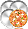 TeamFar Pizza Pan, 12 inch Pizza Pan Set Round Pizza Oven Baking Pans Tray Stainless Steel for Home Restaurant Party, Healthy & Heavy Duty, Dishwasher Safe & Easy Clean - Set of 4
