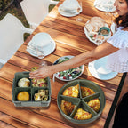 Divided Serving Tray with Lid, Removable Divided Platter Snack Box, Food Storage Charcuterie Containers with 5 Compartments for Christmas Party, Veggies, Snack, Fruit, Nuts, Candy, Cracker, Chip