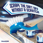 Dish Brush Set of 4 - Kitchen Scrub Brushes with Non-Slip Long Handle for Cleaning, Scrubber, Dishwashing, Dishes, Bottles, Straws, Cups, Pots & Sink, Blue