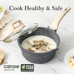 CAROTE 1.5Qt & 3.0Qt Sauce Pan Set with Lid Nonstick Saucepan 4 Pcs Non Stick Sauce Pots Cooking Pot with Pour Spout, Easy to Clean, Small Kitchen Pots Induction Pot, PFOA FREE (Class Granite)