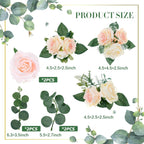 Taiyin 9 Pcs Flower Cake Topper Boho Cake Decorations Eucalyptus Flowers Floral Decorations for Women Wedding Birthday Party Anniversary(Light Pink)
