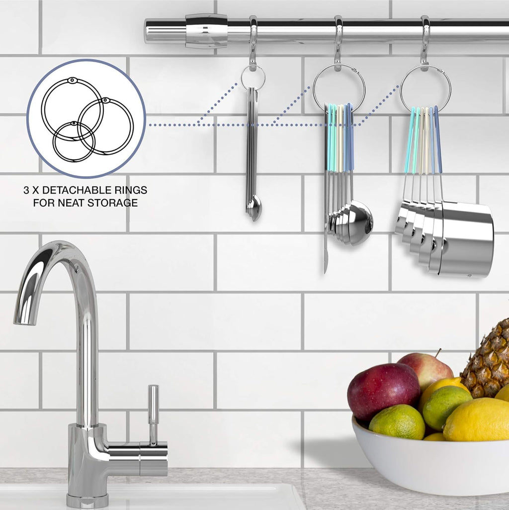 22-Piece Stainless Steel Measuring Cups and Spoons Set, Tad Dash Pinch Smidgen Drop Mini Measuring Spoons, Measuring Stick Leveler, Measurement Conversion Chart Fridge Magnet, (Farmhouse)