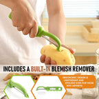 Spring Chef Premium Green Swivel Vegetable Peeler Set of 2, Stainless Steel Apple Peeler for Kitchen with Soft Grip Handle, Dishwasher Safe, Perfect for Potato, Carrot, Veggie, Fruit, Apple, Mango