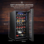Ivation 28 Bottle Compressor Wine Cooler Refrigerator with Wi-Fi Smart App Control Cooling System | Large Freestanding Wine Cellar Fridge For Red White Champagne or Sparkling, Black Glass Door & Lock