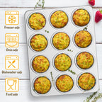 E-far Stainless Steel Muffin Pan Set of 6, 12 Cups Cupcake Pans Tins for Baking, Non-Toxic Metal Muffin Tray Molds for Small Mini Cupcake, Heavy Duty & Regular Size, Rust Free & Dishwasher Safe