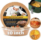 Large Air Fryer Disposable Paper Liner Round, 10 Inch Parchment Liners Non-Stick Fryer Paper Pads Baking Paper Food Grade for 7qt Power XL Air Fryer, Baking Roasting Microwave