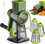 HANSGO Rotary Cheese Grater, Cheese Shredder, Labor-Saving Handle, Strong Suction Base, 3 Changeable Blades for Harder Cheeses, Vegetable, Nuts, Chocolate, Fruits, Safe & Easy to Clean