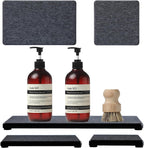 3PCS Water Absorbing Soap Dish Sponge Holder, Diatomite Stone Drying Tray Mat Sink Caddy for Kitchen Counter & Bathroom, Small Stone Bath Mat Faucet Accessories Organizer Protector,Dark Gray,9"x 3.5"