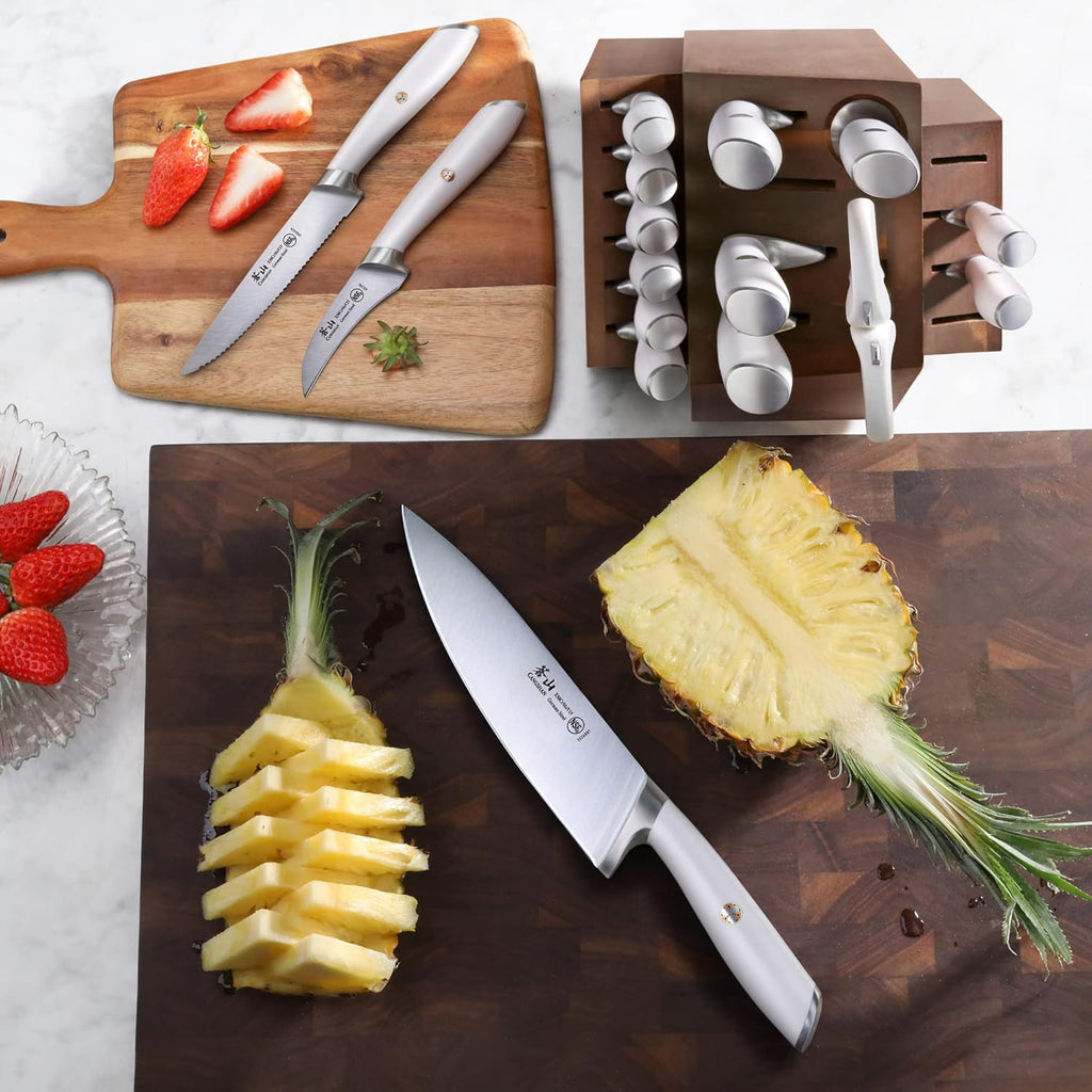 Cangshan L1 Series 17-Piece SHAN Knife Block Set, Forged German Steel, White, 1026856