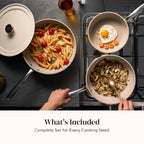 Redchef Nonstick Frying Pans Set, 4-Piece Ceramic Frying Pan, 8" 9.5" 11" Saute Pan Skillet, Non Toxic Ceramic Pan for Cooking, Pots and Pans, PFAS & PTFE & PFOA Free, Dishwasher & Oven Safe, Beige