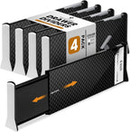 RAPTUROUS Adjustable Drawer Dividers, 6" Tall, Expandable 13-22", 4-Pack, Non-Slip for Deep Drawers in Kitchen, Bedroom, Office, and Nursery (Black)