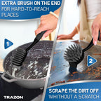 Dish Brush Set of 5 with Holder - Kitchen Scrub Brushes with Non-Slip Long Handle for Cleaning, Scrubber, Dishwashing, Dishes, Bottles, Straws, Cups, Pots & Sink, Black