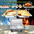 sifer 9Qt 4Pack [Multi-Size] Chafing Dish for Buffet | 80% Faster Screwless Assembly & Stackable Design for Wedding/Home/Christmas Buffets, Black