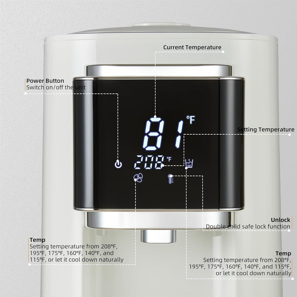 OCTAVO Water Boiler & Warmer 5 Liter, 304 Stainless Steel Water Tank, 700 Watt 6 Adjustable Water Temperature, LCD Touch Control Screen, Child Lock with Water Shortage Indicator