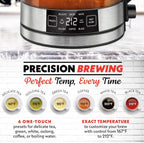 Gourmia Programmable Digital Glass Kettle – 1.7L Adjustable Temperature Electric Kettle with 6 Presets, Keep Warm, Stainless Steel Tea Infuser, 360° Swivel Base - Black