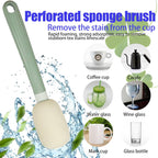 Dish Brush Set of 4 with Holder.Interchangeable Heads Kitchen Scrub Brush,Dishwashing Brush Set with Extended Handle,for Cleaning Pots,Pans,Bottles,Cups,Sinks,scrubbers for Dishes.Green