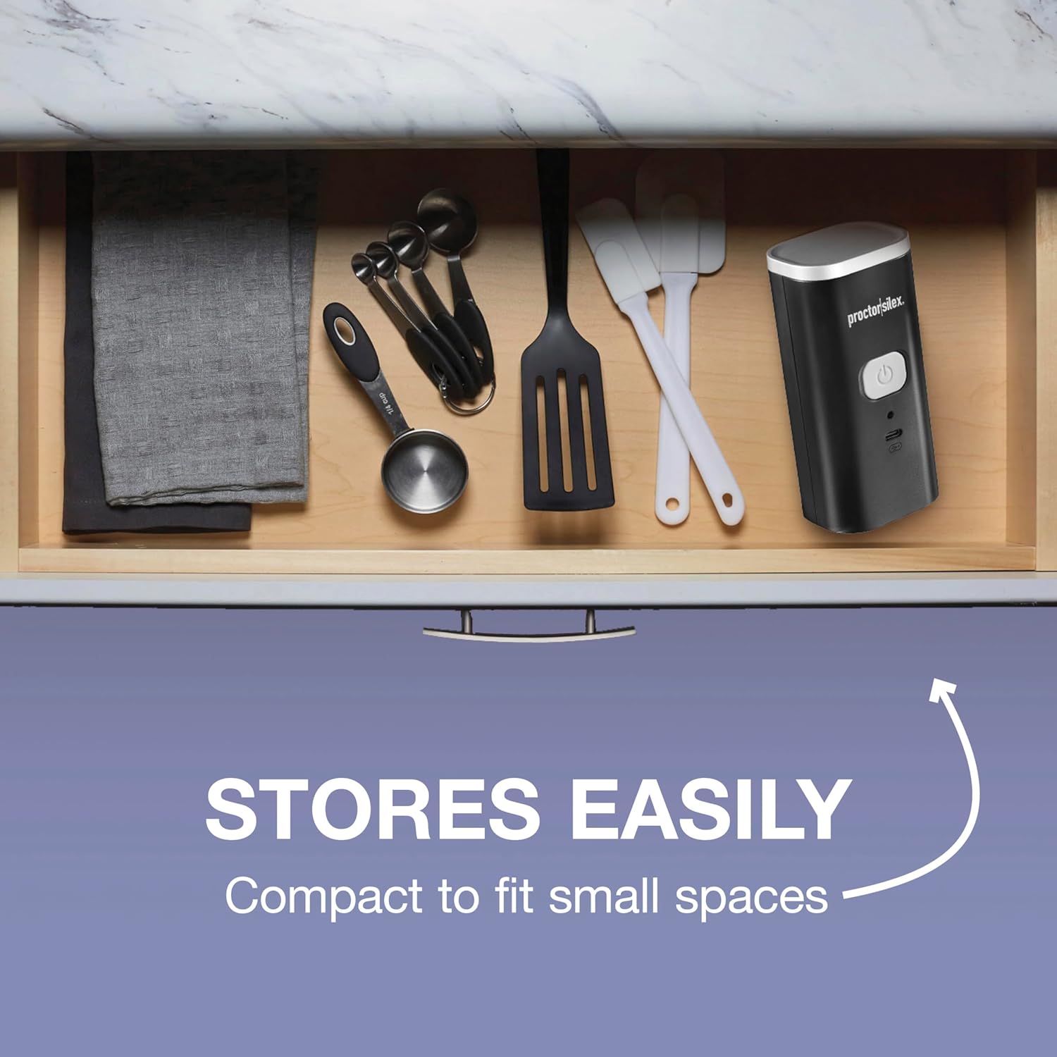 Proctor Silex Automatic Electric Can Opener, Hands Free Cordless Operation & USB Rechargeable, Self-Aligning, Cut Smooth Touch Lid Edges, Compact and Easy to Store, Black