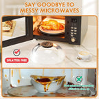Microwave Splatter Cover for Food, Plastic Microwave Cover with Water Steamer and Integrated Handle, 10 Inch Splatter Guard Lid with Plate, Kitchen Gadgets & Accessories (Black, 10 inch)