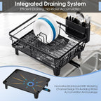 Dish Drainers for Kitchen Counter - Large Capacity Dish Drying Rack with Drainboard, Rustproof & Sturdy Design, Black Dish Rack Perfect for Plates, Cups & Kitchen Countertop Organization