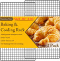 2PCS Cooling Racks for Cooking and Baking - 10" x 16"Heavy Duty Stainless Steel Wire Rack for Baking, Grilling, Roasting - Oven & Dishwasher Safe - Fits Half Sheet Pan（Black）