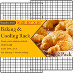 2PCS Cooling Racks for Cooking and Baking - 10" x 16"Heavy Duty Stainless Steel Wire Rack for Baking, Grilling, Roasting - Oven & Dishwasher Safe - Fits Half Sheet Pan（Black）