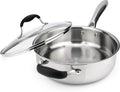AVACRAFT 18/10 Tri-Ply Stainless Steel Saute Pan with Lid, Helper Handle, Induction & Stovetop, Versatile Stainless Steel Skillet, Cookware (3.5 Quarts)