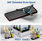 Sponge Holder for Kitchen Sink, 2 Tier Sink Caddy Organizer with Brush Holder, Non-Slip Stainless Steel Kitchen Countertop Organizers and Storage, Soap Dispenser Organize with 360°Drain Tray