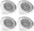 TRAPMATE 4 Pcs Kitchen Sink Drain Strainer, Easy Clean Sink Strainer, Stainless Steel Sink Drain Strainer, Sink Stopper Kitchen Drain, Garbage Disposal Strainer for US Standard Drain, Sink