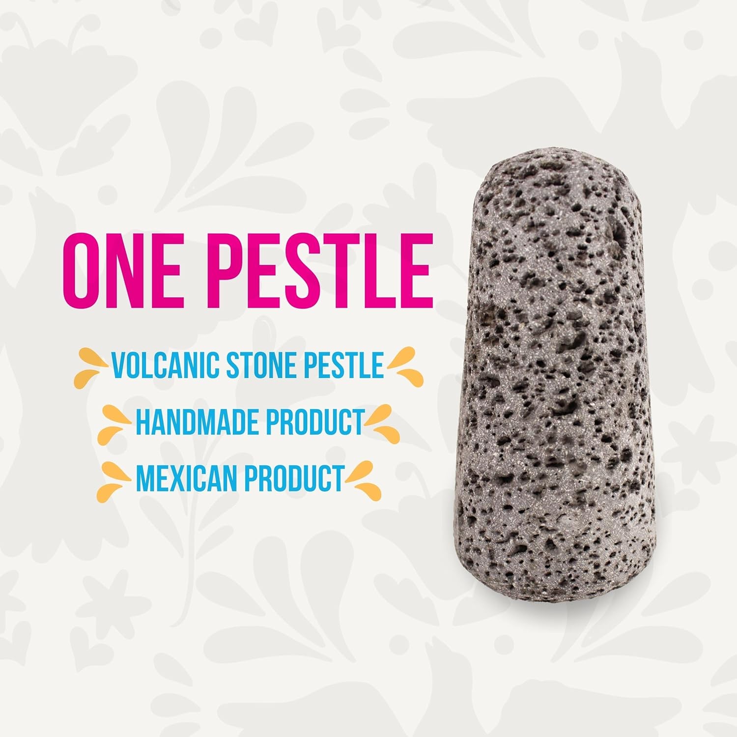 Temolote/Pestle Replacement Single Head - The Original Molcajete Mexicano Bowl Handmade of Authentic Lava Rock - Molcajete de Piedra volcanica - Mexican Volcanic Mortar Pestle Authentic Lava Rock