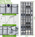 Unjumbly Over the Door Shoe Organizer with 40 Large Breathable Mesh Pockets, Space Saving Shoe Holder, Hanging Shoe Rack for Entryway Bedroom Closet Storage (Grey, 40 Pockets)