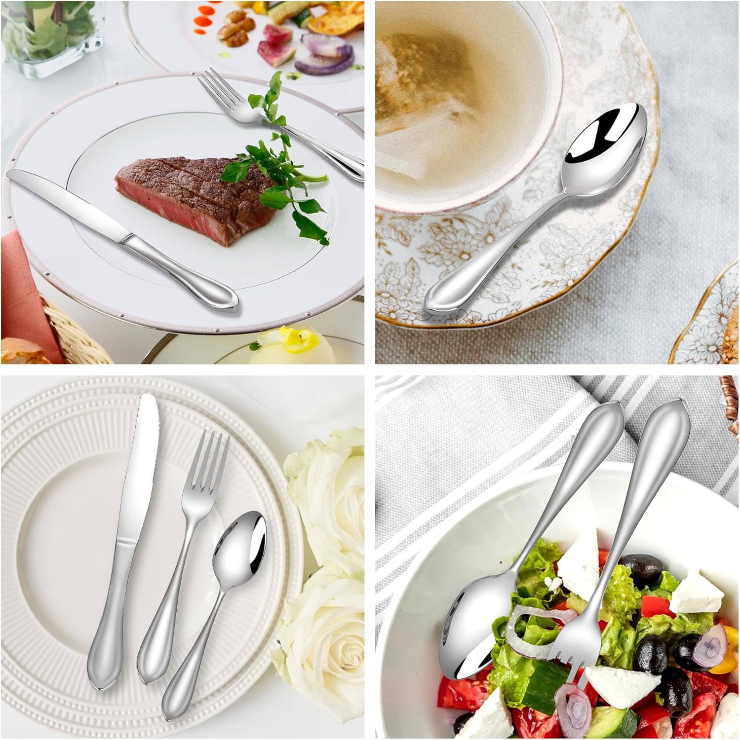 18/10 Stainless Steel Flatware, Heavy Duty Silverware Set for 8, Forged Thick Kitchen Silverware, Dishwasher Safe, Ideal for Gift
