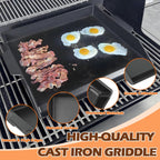 Universal Cast Iron Griddle 18.6" x 14", Pre-Seasoned Nonstick Flat Top Grill Griddle Plate for Outdoor Gas Grill/Charcoal Grill/Stove Top with Extra High Sidewall & Grease Groove, for Camping